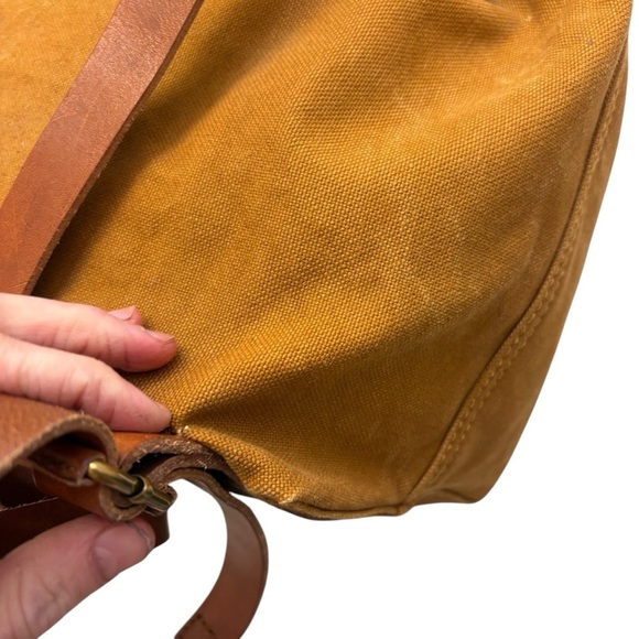MADEWELL Brown Canvas SOMERSET Drawstring Leather Strap Backpack - Picture 6 of 10